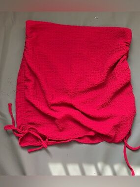 Lelis Collection Red Crinkle Smocked Mini Skirt Drawstrings  Size M